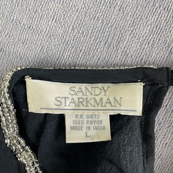 Sandy Starkman Vintage Beaded Semi Sheer Double Layer Blouse Women’s Size Large - Picture 5 of 9